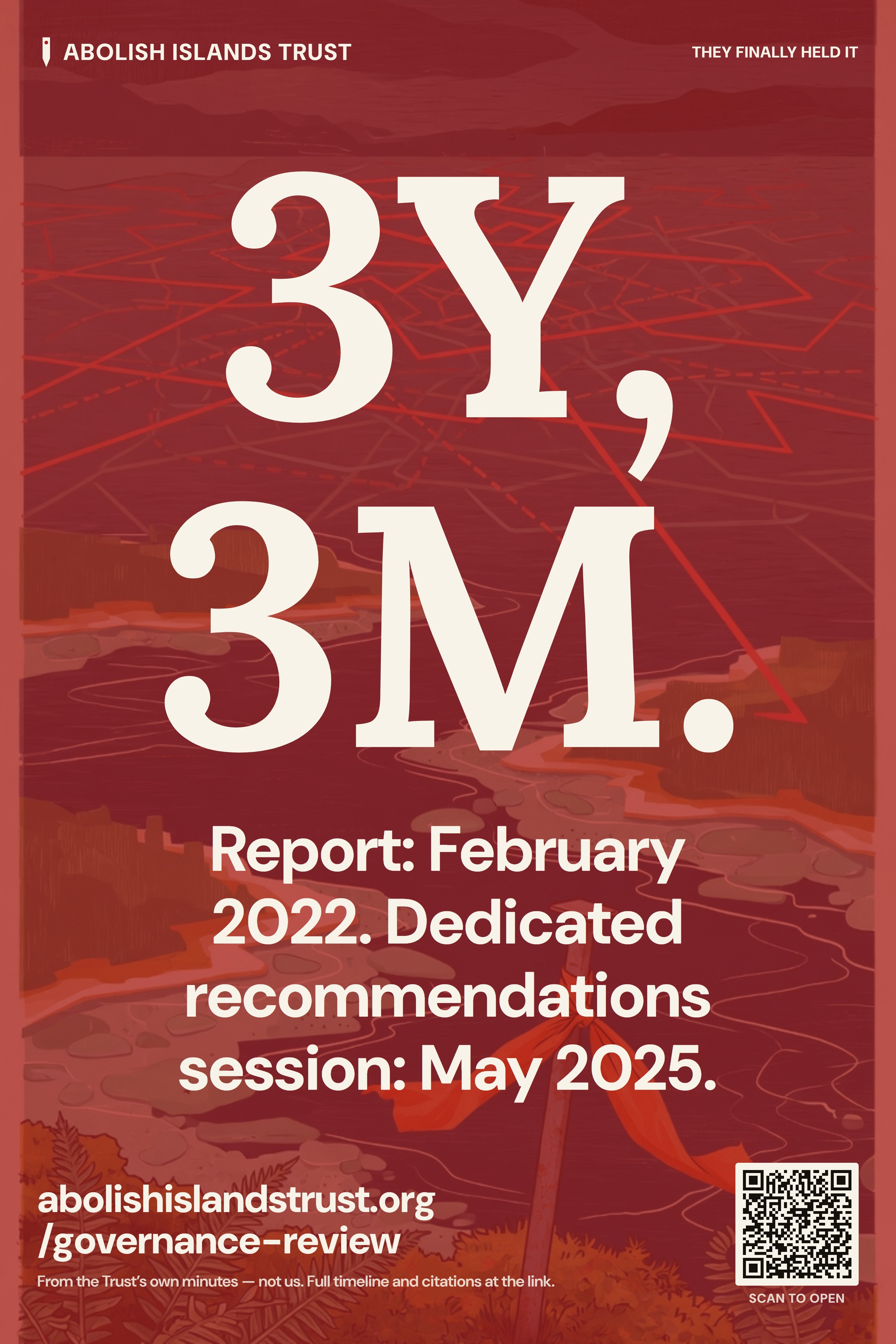 Yard sign — “3Y, 3M.”