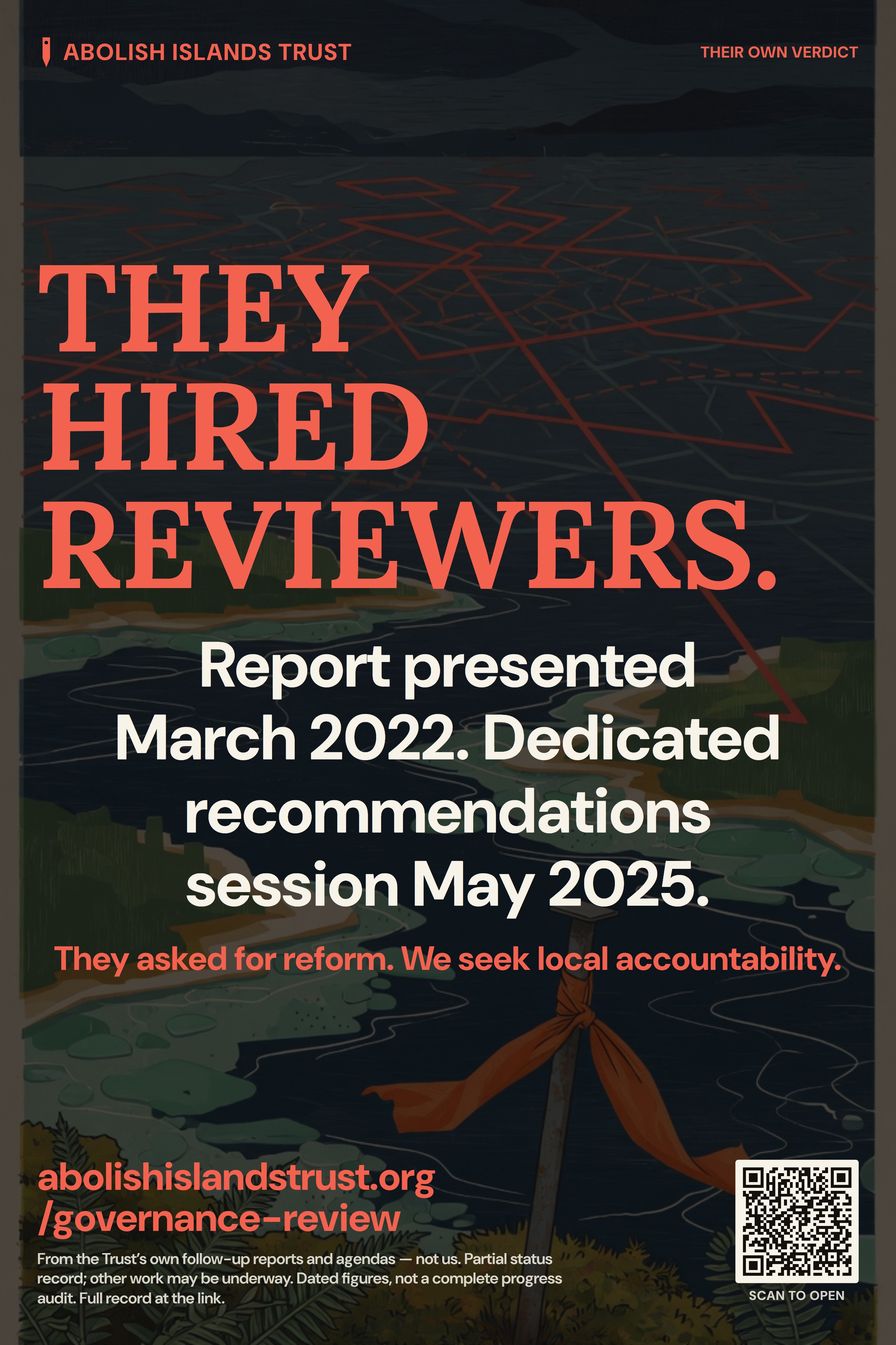 Yard sign — “They hired reviewers”